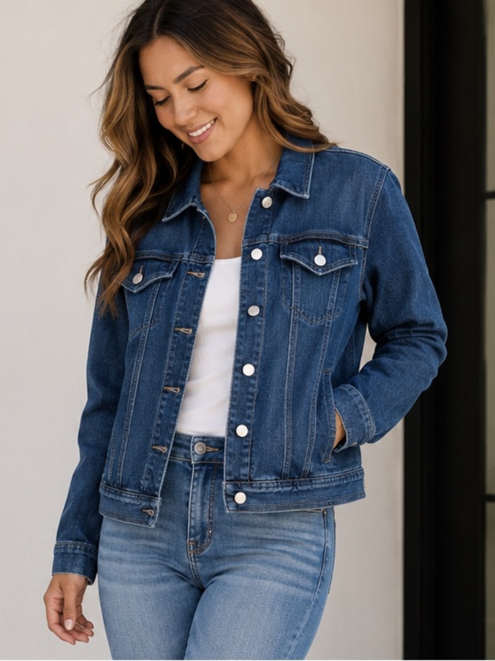 Style & Co. Dark Blue Denim Jean Jacket